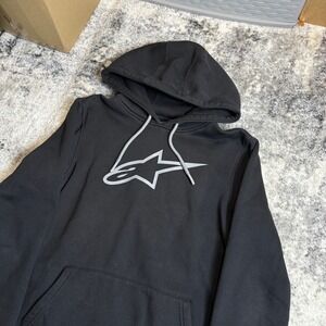 Alpinestars Mens Logo Hoodie Black Fleece Pullover Sweatshirt Medium